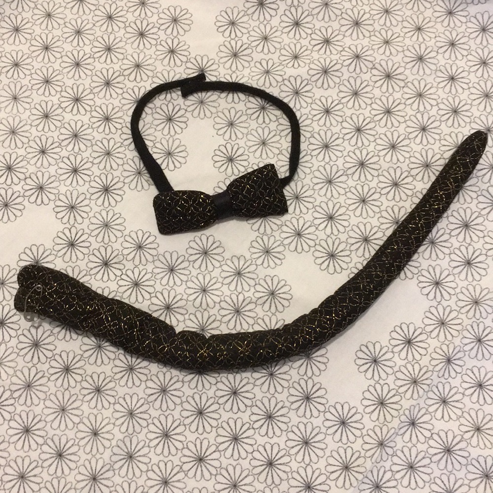 Halloween costume cat tail and bow tie